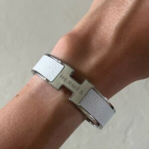 Hermès inspired White Leather Bracelet